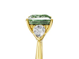 Yellow gold Three-Stone Fancy Green Princess Cut Diamond Ring with Pear  Side Stones in Four-Prong Setting_53