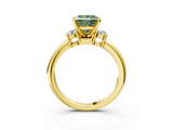 Yellow gold Three-Stone Fancy Green Princess  Cut Diamond Solitaire with Prong Setting and Classic Band_3