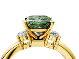 Yellow gold Three-Stone Fancy Green Princess  Cut Diamond Solitaire with Prong Setting and Classic Band_4