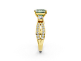 Yellow gold Three-Stone Fancy Green Princess  Cut Diamond Twist Band with Prong Setting_2