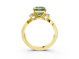 Yellow gold Three-Stone Fancy Green Princess  Cut Diamond Twist Band with Prong Setting_3