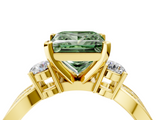 Yellow gold Three-Stone Fancy Green Princess  Cut Diamond Twist Band with Prong Setting_4