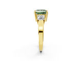 Yellow gold Three-Stone Fancy Green Princess  Cut Solitaire Ring with Prong Setting_5