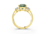 Yellow gold Three-Stone Fancy Green Princess  Cut Solitaire Ring with Prong Setting_6