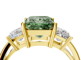 Yellow gold Three-Stone Fancy Green Princess  Cut Solitaire Ring with Prong Setting_7