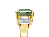 Yellow gold Three-Stone Fancy Green Princess  Cut Solitaire Ring with Prong Setting_8