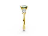 Yellow gold Three-Stone Fancy Green Princess  Diamond Ring with Pear Side Stones in Four-Prong Setting_2