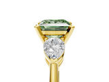 Yellow gold Three-Stone Fancy Green Princess  Diamond Ring with Pear Side Stones in Four-Prong Setting_5