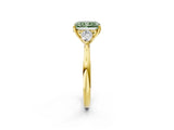 Yellow gold Three-Stone Fancy Green Radiant Cut Brilliant Diamond Solitaire Ring with Tapered Band and Four-Prong Setting_14