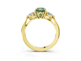 Yellow gold Three-Stone Fancy Green Radiant Cut Brilliant Diamond Solitaire Ring with Tapered Band and Four-Prong Setting_15