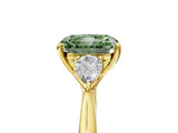 Yellow gold Three-Stone Fancy Green Radiant Cut Brilliant Diamond Solitaire Ring with Tapered Band and Four-Prong Setting_17