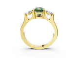 Yellow gold Three-Stone Fancy Green Radiant Cut Cut Classic Band Prong Setting Ring_3