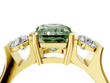 Yellow gold Three-Stone Fancy Green Radiant Cut Cut Classic Band Prong Setting Ring_4