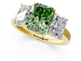 Yellow gold Three-Stone Fancy Green Radiant Cut Cut Diamond Engagement Ring with Flat Band and Four-Prong Setting_13