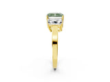 Yellow gold Three-Stone Fancy Green Radiant Cut Cut Diamond Engagement Ring with Flat Band and Four-Prong Setting_14