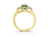 Yellow gold Three-Stone Fancy Green Radiant Cut Cut Diamond Engagement Ring with Flat Band and Four-Prong Setting_15