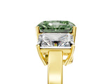 Yellow gold Three-Stone Fancy Green Radiant Cut Cut Diamond Engagement Ring with Flat Band and Four-Prong Setting_17