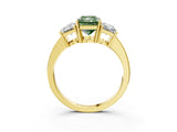 Yellow gold Three-Stone Fancy Green Radiant Cut Cut Diamond Engagement Ring with Flat Band and Four-Prong Setting_3