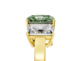 Yellow gold Three-Stone Fancy Green Radiant Cut Cut Diamond Engagement Ring with Flat Band and Four-Prong Setting_5