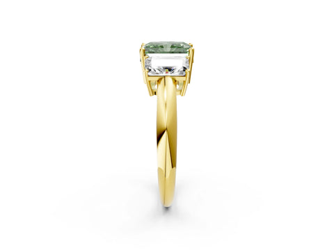 Yellow gold Three-Stone Fancy Green Radiant Cut Cut Diamond Engagement Ring with Prong Setting on a White Gold Band_26