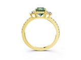 Yellow gold Three-Stone Fancy Green Radiant Cut Cut Diamond Pavé Band with Prong Setting_18