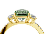 Yellow gold Three-Stone Fancy Green Radiant Cut Cut Diamond Pavé Band with Prong Setting_19
