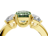 Yellow gold Three-Stone Fancy Green Radiant Cut Cut Diamond Ring with Channel Set Band and Four-Prong Setting_4