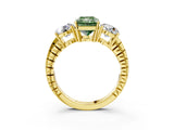 Yellow gold Three-Stone Fancy Green Radiant Cut Cut Diamond Ring with Channel-Set Band and Prong Setting_3