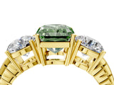 Yellow gold Three-Stone Fancy Green Radiant Cut Cut Diamond Ring with Channel-Set Band and Prong Setting_4