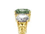 Yellow gold Three-Stone Fancy Green Radiant Cut Cut Diamond Ring with Channel-Set Band and Prong Setting_5