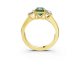 Yellow gold Three-Stone Fancy Green Radiant Cut Cut Diamond Ring with Prong Setting and Classic Band_3