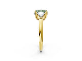 Yellow gold Three-Stone Fancy Green Radiant Cut Cut Diamond Ring with Trillion Side Stones and Four-Prong Setting_5