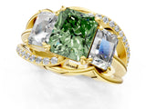 Yellow gold Three-Stone Fancy Green Radiant Cut Cut Diamond Split Shank Prong Set Ring_13