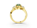 Yellow gold Three-Stone Fancy Green Radiant Cut Cut Diamond Split Shank Prong Set Ring_15