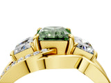 Yellow gold Three-Stone Fancy Green Radiant Cut Cut Diamond Split Shank Prong Set Ring_16