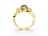 Yellow gold Three-Stone Fancy Green Radiant Cut Cut Diamond Split Shank Prong Set Ring_3