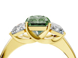 Yellow gold Three-Stone Fancy Green Radiant Cut Cut Solitaire Ring with Classic Prong Setting_4