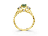 Yellow gold Three-Stone Fancy Green Radiant Cut Diamond Braided Band Ring with Four-Prong Setting_108