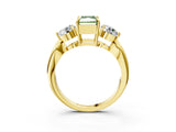 Yellow gold Three-Stone Fancy Green Radiant Cut Diamond Channel Set Engagement Ring with Prong Setting_15