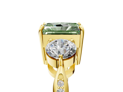 Yellow gold Three-Stone Fancy Green Radiant Cut Diamond Channel Set Engagement Ring with Prong Setting_5