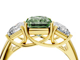 Yellow gold Three-Stone Fancy Green Radiant Cut Diamond Engagement Ring with Prong Setting_7