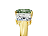 Yellow gold Three-Stone Fancy Green Radiant Cut Diamond Engagement Ring with Prong Setting_8