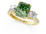 Yellow gold Three-Stone Fancy Green Radiant  Cut Diamond Pavé Band with Four-Prong Setting_29