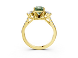 Yellow gold Three-Stone Fancy Green Radiant  Cut Diamond Pavé Band with Four-Prong Setting_31