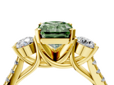 Yellow gold Three-Stone Fancy Green Radiant  Cut Diamond Pavé Band with Four-Prong Setting_32