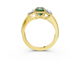 Yellow gold Three-Stone Fancy Green Radiant  Cut Diamond Ring with Channel-Set Band and Four-Prong Setting_103
