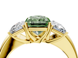 Yellow gold Three-Stone Fancy Green Radiant  Cut Diamond Ring with Channel-Set Band and Four-Prong Setting_104