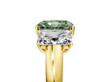 Yellow gold Three-Stone Fancy Green Radiant  Cut Diamond Ring with Channel-Set Band and Four-Prong Setting_105
