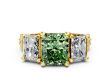 Yellow gold Three-Stone Fancy Green Radiant  Cut Diamond Ring with Channel-Set Band and Four-Prong Setting_66