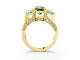 Yellow gold Three-Stone Fancy Green Radiant  Cut Diamond Ring with Channel-Set Band and Four-Prong Setting_69